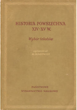 Historia powszechna XIV XV w