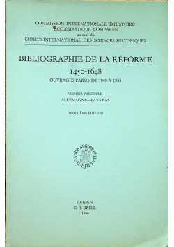 Bibliographie de la reforme 1450 1648 premier fasciciule