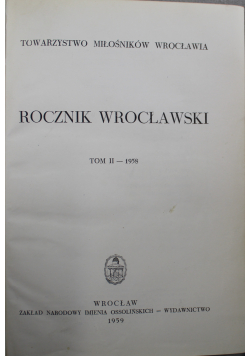 Rocznik Wrocławski Tom II 1958