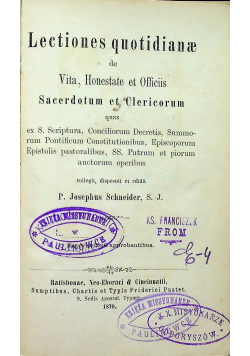 Lectiones quotidianae de vita honestate et officiis sacerdotum et clericorum 1870 r.