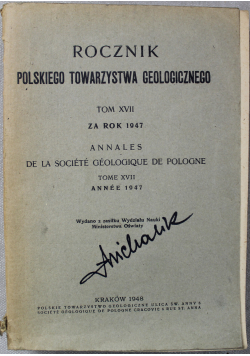 Rocznik polskiego towarzystwa geologicznego Tom XVII 1948 r