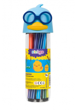 Flamastry Kaczka - niebieskie 12 kolorów STRIGO