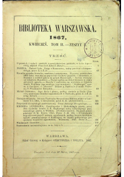 Biblioteka Warszawska tom II zeszyt 4 1867 r