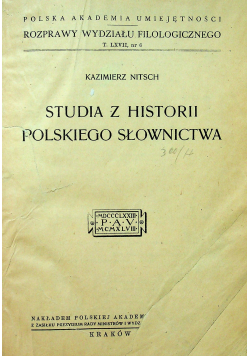 Studia z historii polskiego słownictwa 1948 r