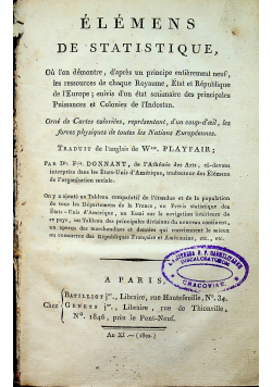 Elemens de Statistique 1802 r.