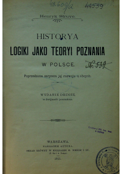 Historya Logiki jako teoryi poznania w Polsce 1911 r.