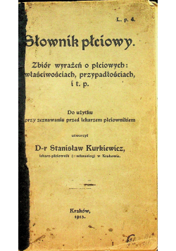 Słownik płciowy 1913 r.