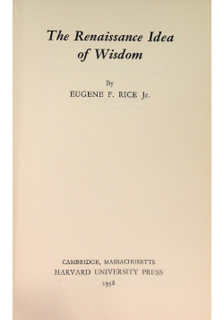 The Renaissance Idea of Wisdom