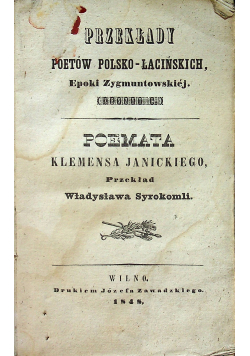 Poemata Klemensa Janickiego 1848 r.