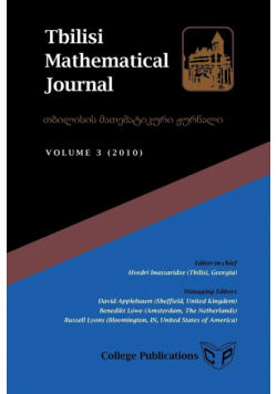 Tbilisi Mathematical Journal Volume 3 (2010)