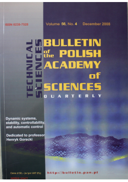 Bulletin of the polish academy of sciences volume 56 no 4