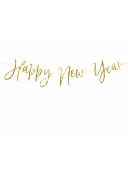 Baner Happy New Year złoty 66x18cm