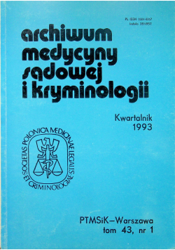 Archiwum medycyny sądowej i kryminologii kwartalnik 1993