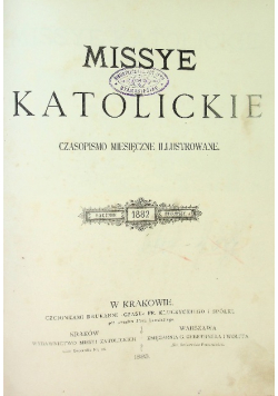 Missye katolickie Czasopismo miesięczne illustrowane Numer 1 1882 r.