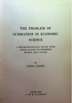 The problem of summation in economic science