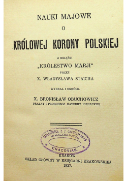 Nauki Majowe o Królowej Korony Polskiej 1927 r.