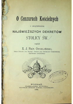 O cenzurach kościelnych 1894r