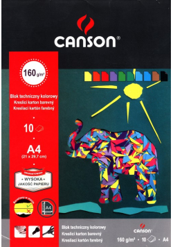 Blok techniczny A4 Canson z kolorowymi kartkami 10 kartek