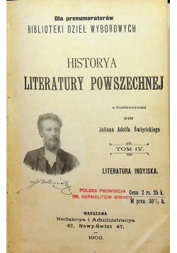 Historya Literatury powszechnej Tom IV Literatura indyjska 1902 r.