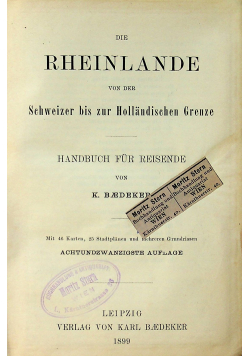 Die Rheinlande 1899 r.