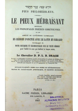 Le Pieux Hebraisant 1853 r.