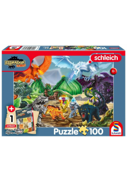Puzzle 100 Schleich Eldrador Bitwa o super kryształ + figurka 113350