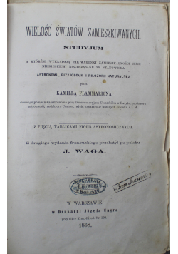 Wielość światów zamieszkiwanych Studyjum 1868 r.