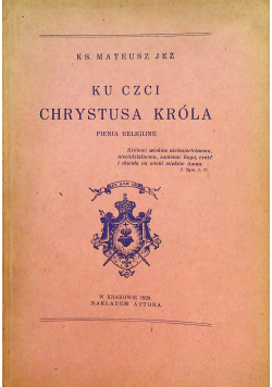 Ku czci Chrystusa króla 1929 r