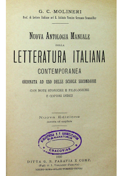 Nuova antologia manuale della letteratura italiana contemporanea  1900 r