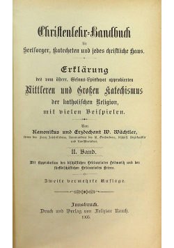 Christenlehr handbuch band II 1905  r