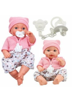 Lalka bobas czapka sweterek smoczek dźwięki