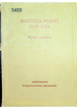 Historia Polski 1648 1764 wybór tekstów