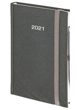 Kalendarz 2021 B5 Dzienny Cross z gumką Srebrny