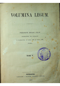 Volumina legum Tom V 1860 r.