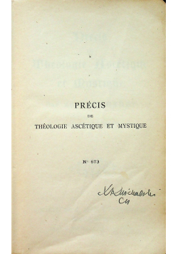 Precis de theologie ascetique et mystique 1924 r.