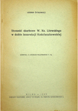 Stosunki skarbowe Wielkiego Księcia Litewskiego w dobie insurekcji Kościuszkowskiej 1935r