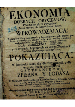 Ekonomia dobrych obyczaiow 1777 r.