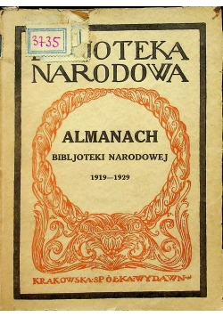 Almanach Bibljoteki Narodowej 1929 r.