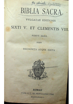 Biblia Sacra vulgatae editionis 1886 r.