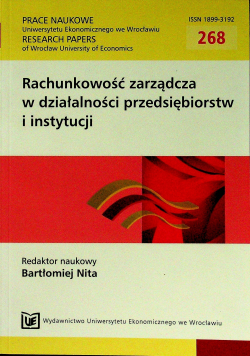 Rachunkowość zarządcza w działalności przedsiębiorstw i instytucji