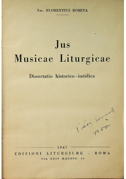 Jus musicae liturgicae 1947r