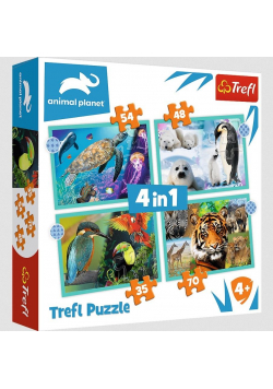 Puzzle 4w1 Tajemniczy świat zwierząt TREFL