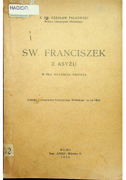 Św Franciszek z Asyżu 1926 r