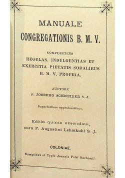 Manuale congregationis B M V 1861 r.