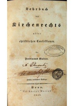 Lehrbuch des Kirchenrechts 1846 r.
