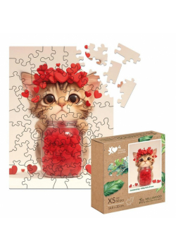 Puzzle 50 drewniane Kotek pełen miłości