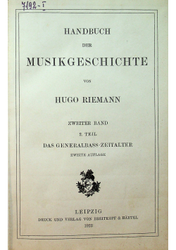 Handbuch der Musikgeschichte Tom 2 1922 r.