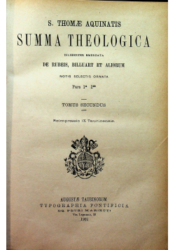 Summa Theologica Tomus Secundus 1901 r.