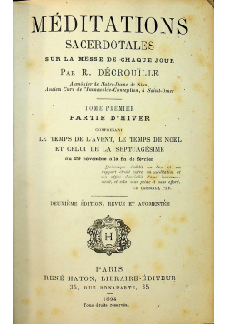Meditations scerdotales tom 1 1894r