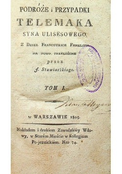 Podróże i Przypadki Telemaka Tom I 1805 r.